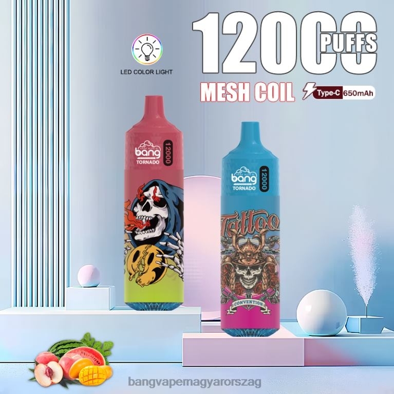 egyszer használatos Bang Vape Tornado 12000 fújás led és mesh tekercsekkel - Bang flavored vape 44PZB4