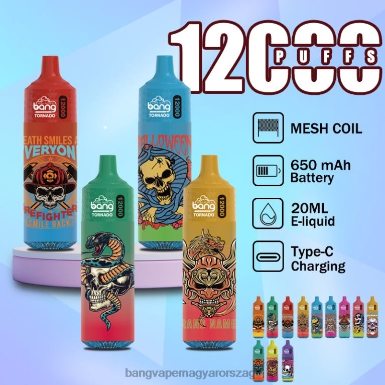 egyszer használatos Bang Vape Tornado 12000 fújás led és mesh tekercsekkel - Bang flavored vape 44PZB4