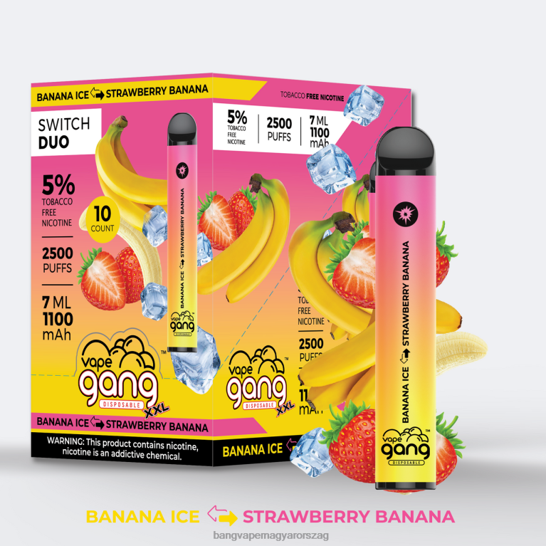 banán jég - eper banán Vape Gang Switch Duo 2 íz (10 db-os doboz) - Bang Vape Magyarország 44PZB40