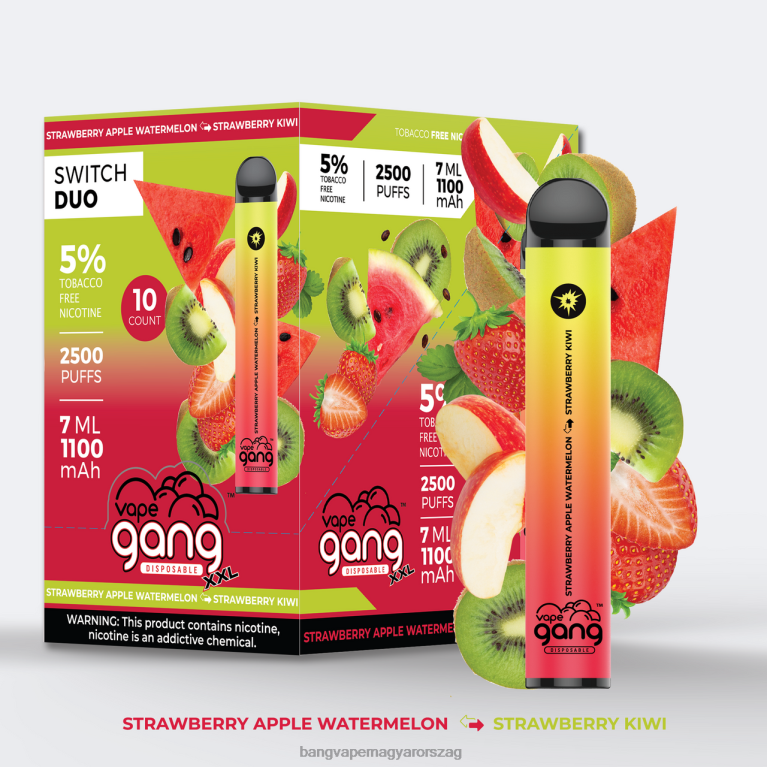 eper alma görögdinnye - eper kivi Vape Gang Switch Duo 2 íz (10 db-os doboz) - Vape Gang Magyarország 44PZB45