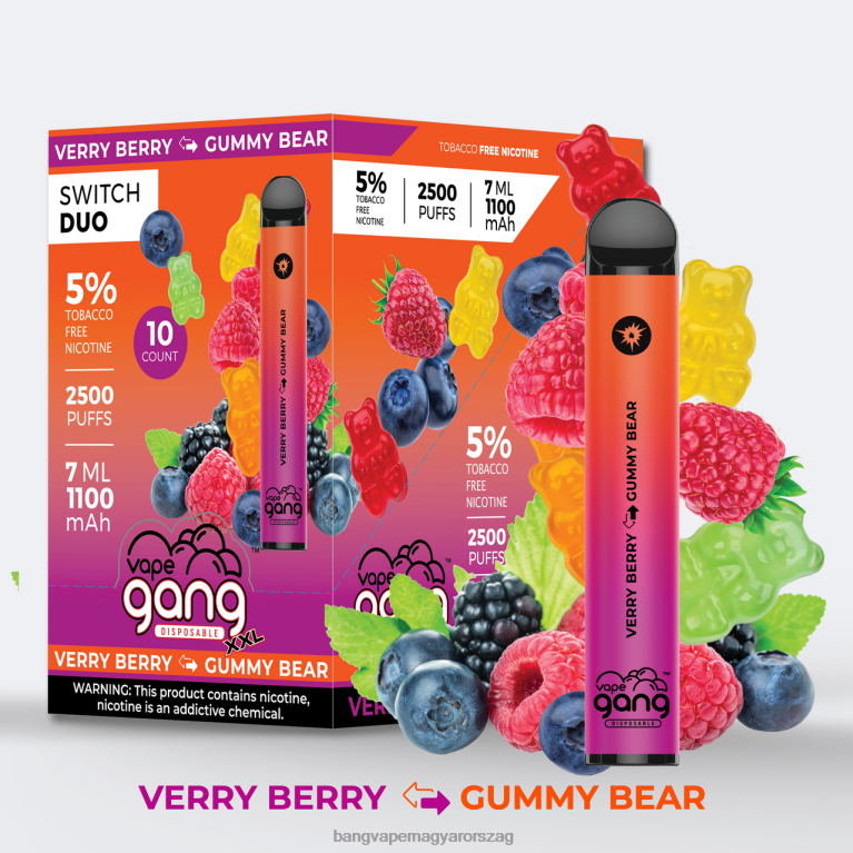eper alma görögdinnye - eper kivi Vape Gang Switch Duo 2 íz (10 db-os doboz) - Vape Gang Magyarország 44PZB45