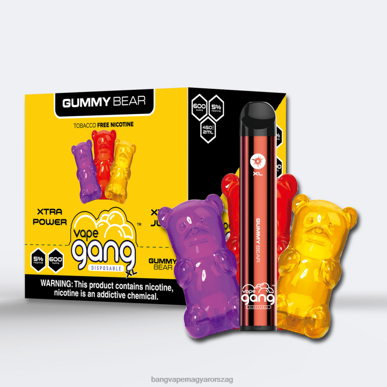 Gumimaci Vape Gang XL eldobható vape 600 fújás (10 db-os doboz) - Bang Vape Budapest 44PZB64